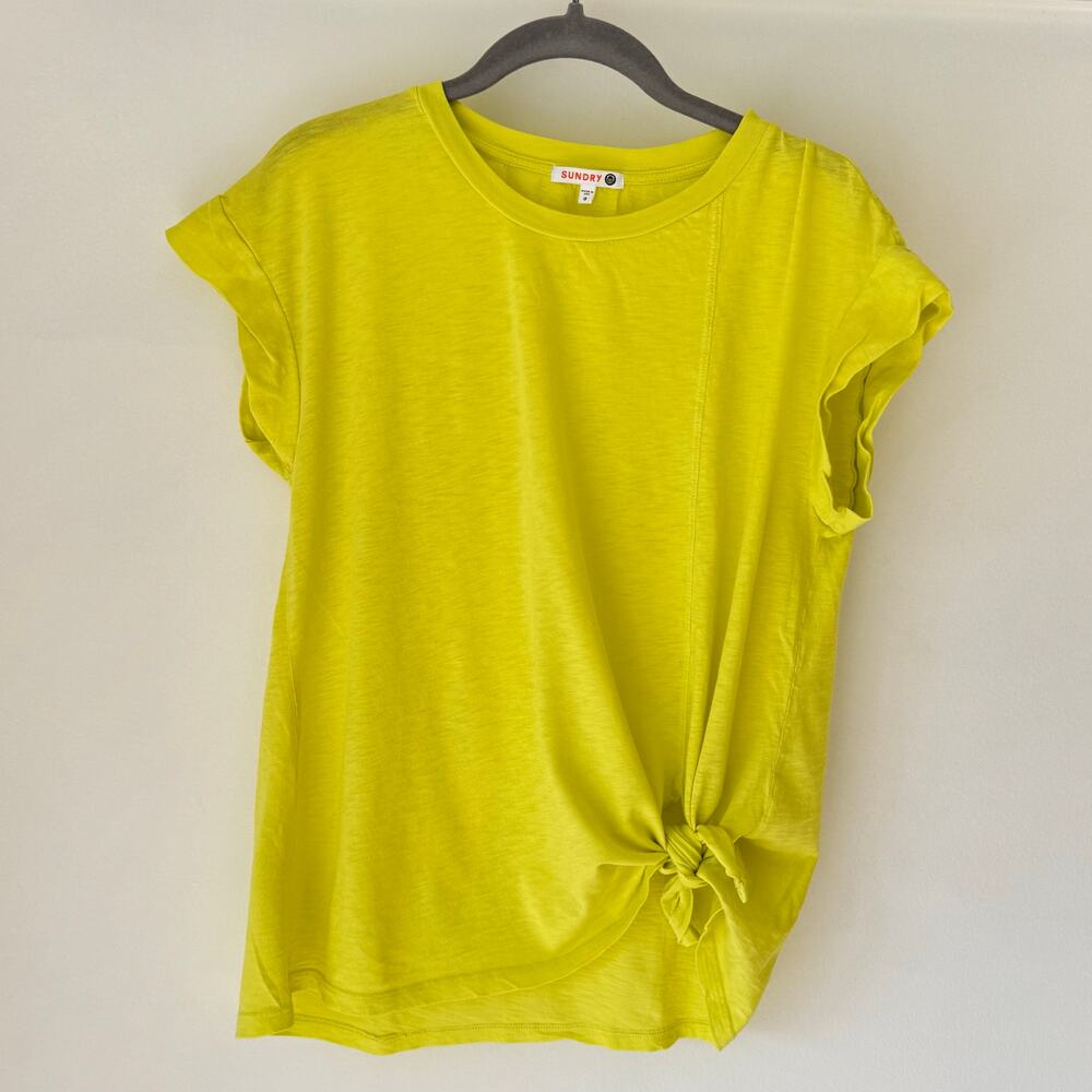 Sundry Pima Side Tie Yellow Tee